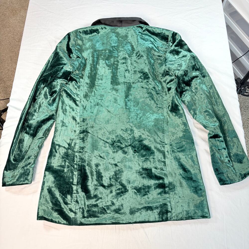 Cartonnier Anthropologie womens green velvet blazer, satin trim. Size 4. party - Picture 6 of 6